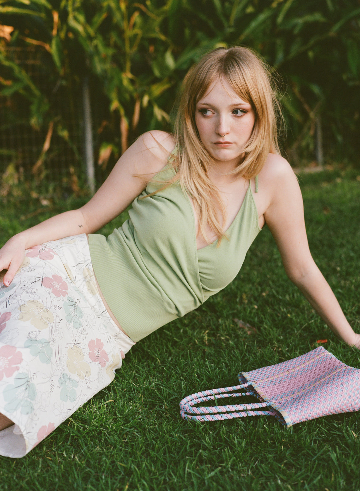 Tie Shoulder Knit Cami - Leaf