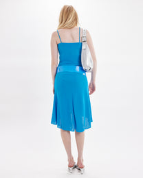 Blue Slinky Drape Dress