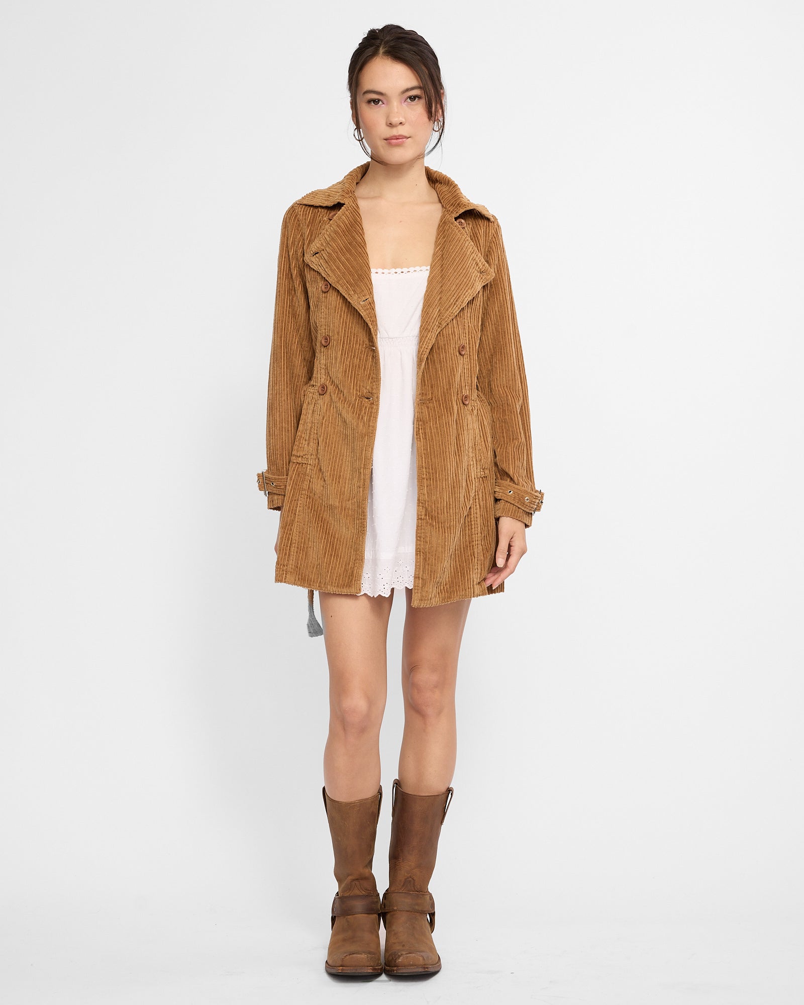 Belted Corduroy Jacket - Caramel