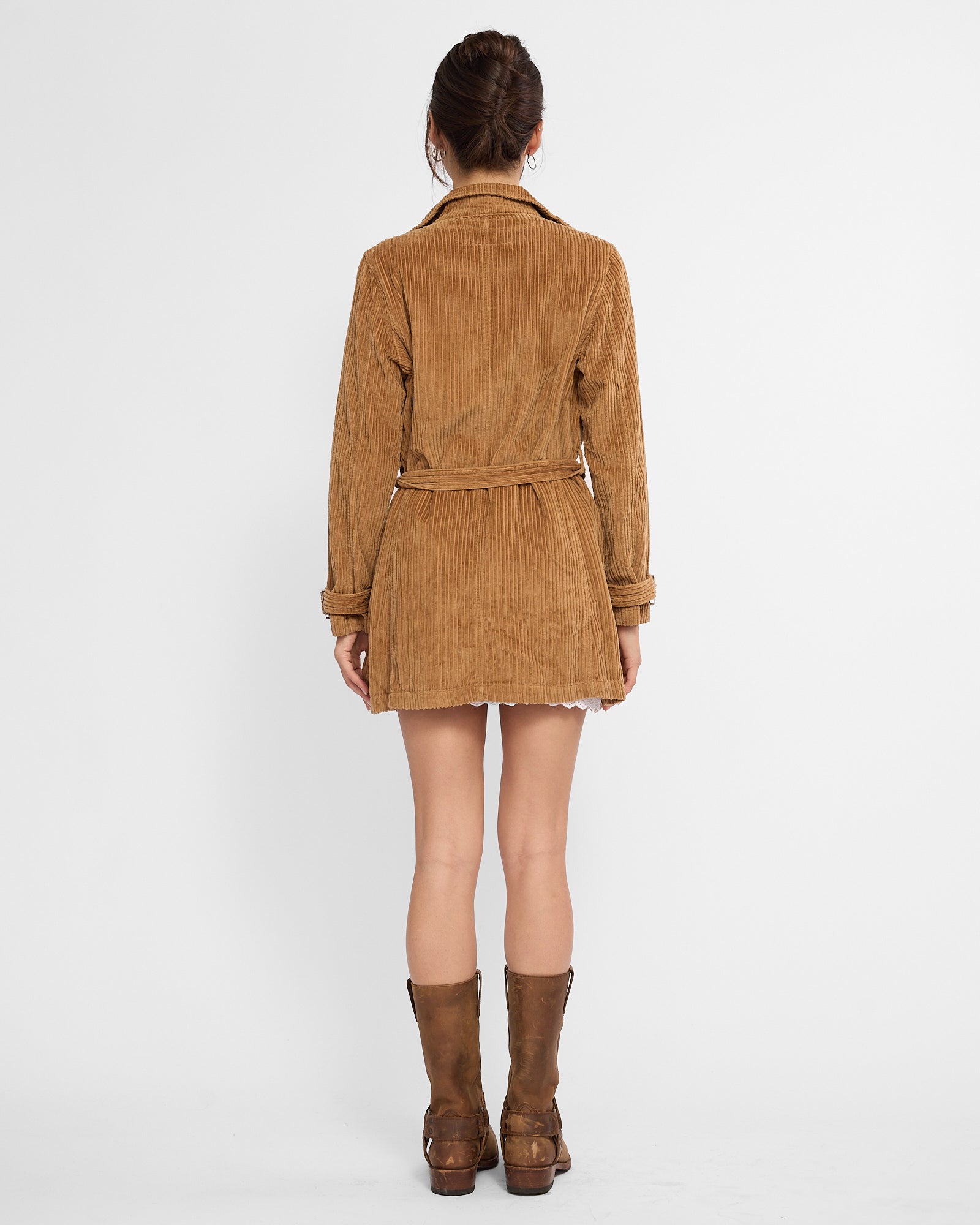 Belted Corduroy Jacket - Caramel