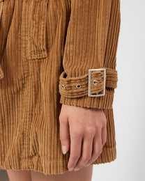 Belted Corduroy Jacket - Caramel
