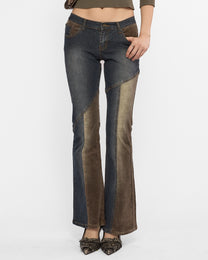 Lowrise Corduroy Denim Panelled Flared Jean