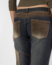 Lowrise Corduroy Denim Panelled Flared Jean