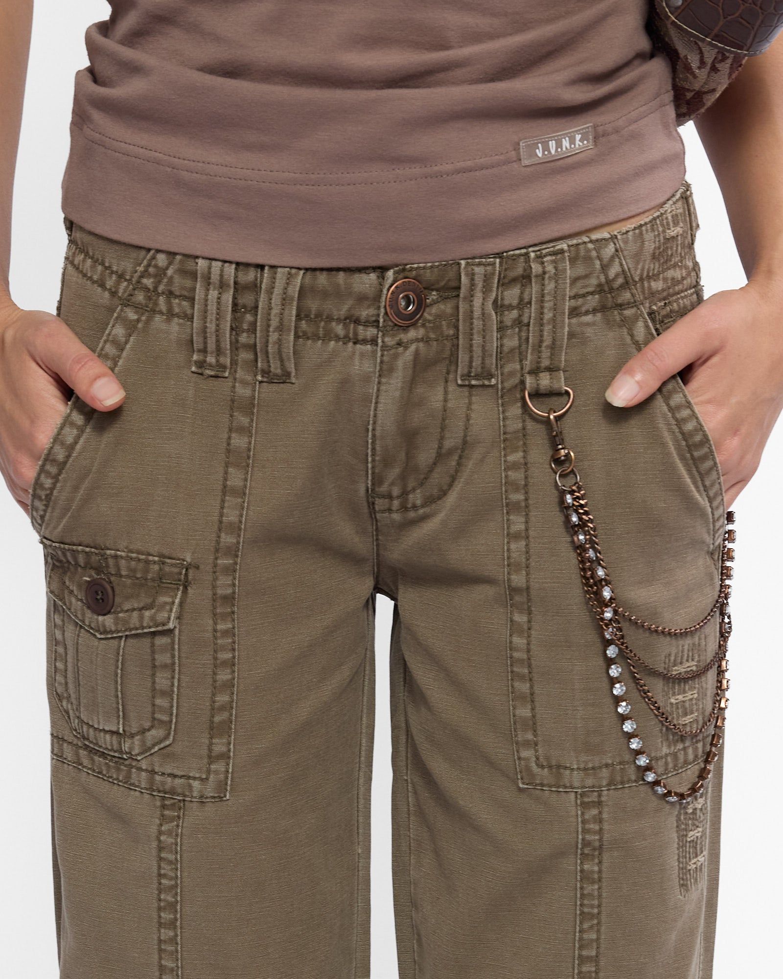 Embellished Multi Pocket Cargo Pant