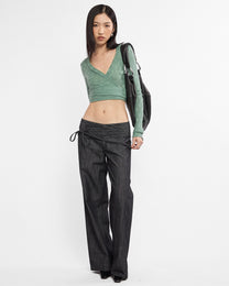 Cropped Wrap Knit Tie Top