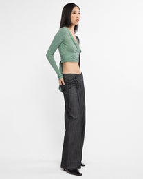 Cropped Wrap Knit Tie Top