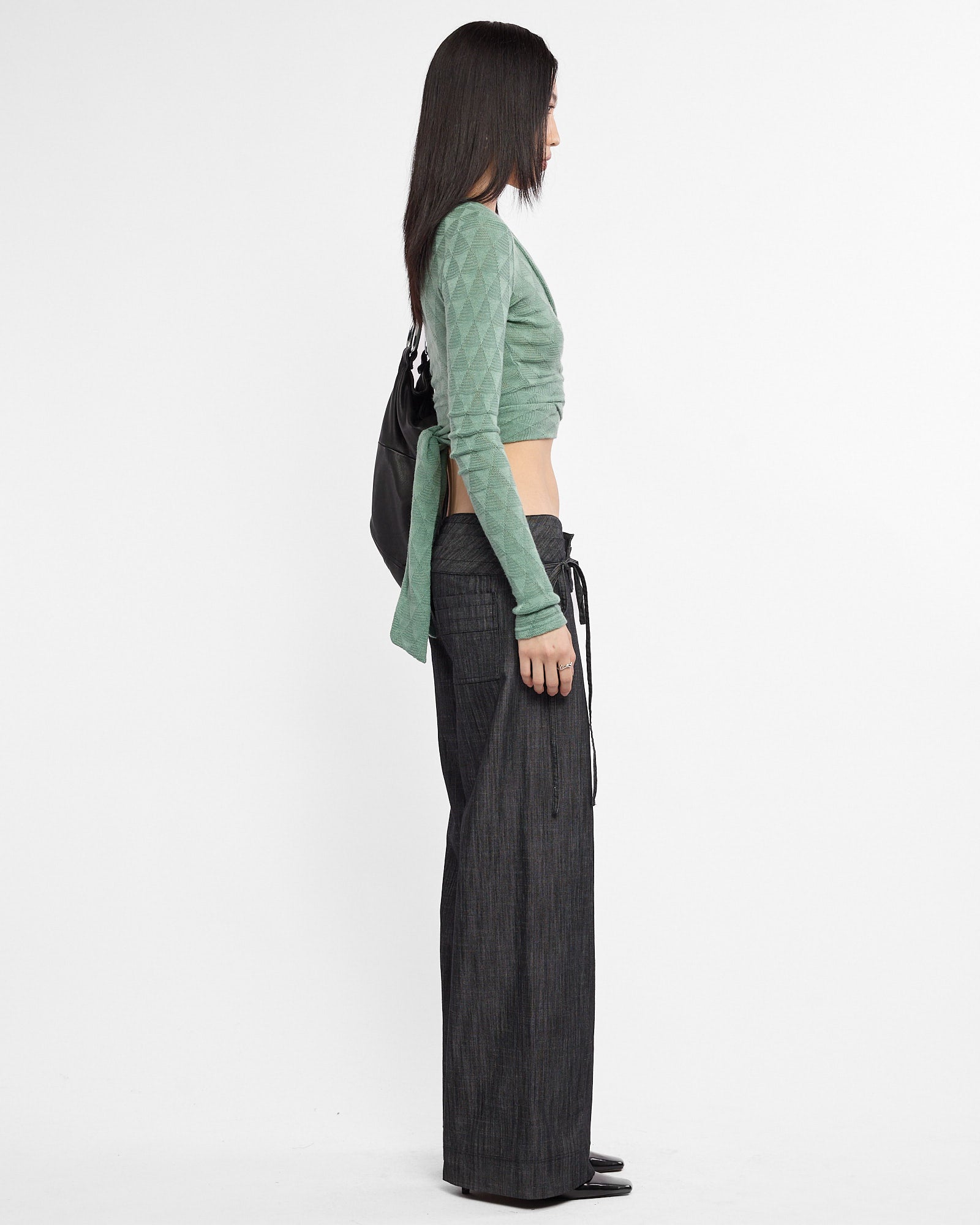 Cropped Wrap Knit Tie Top