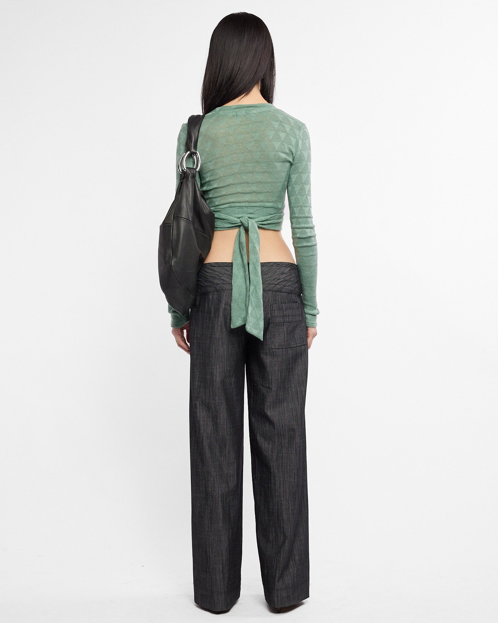 Cropped Wrap Knit Tie Top