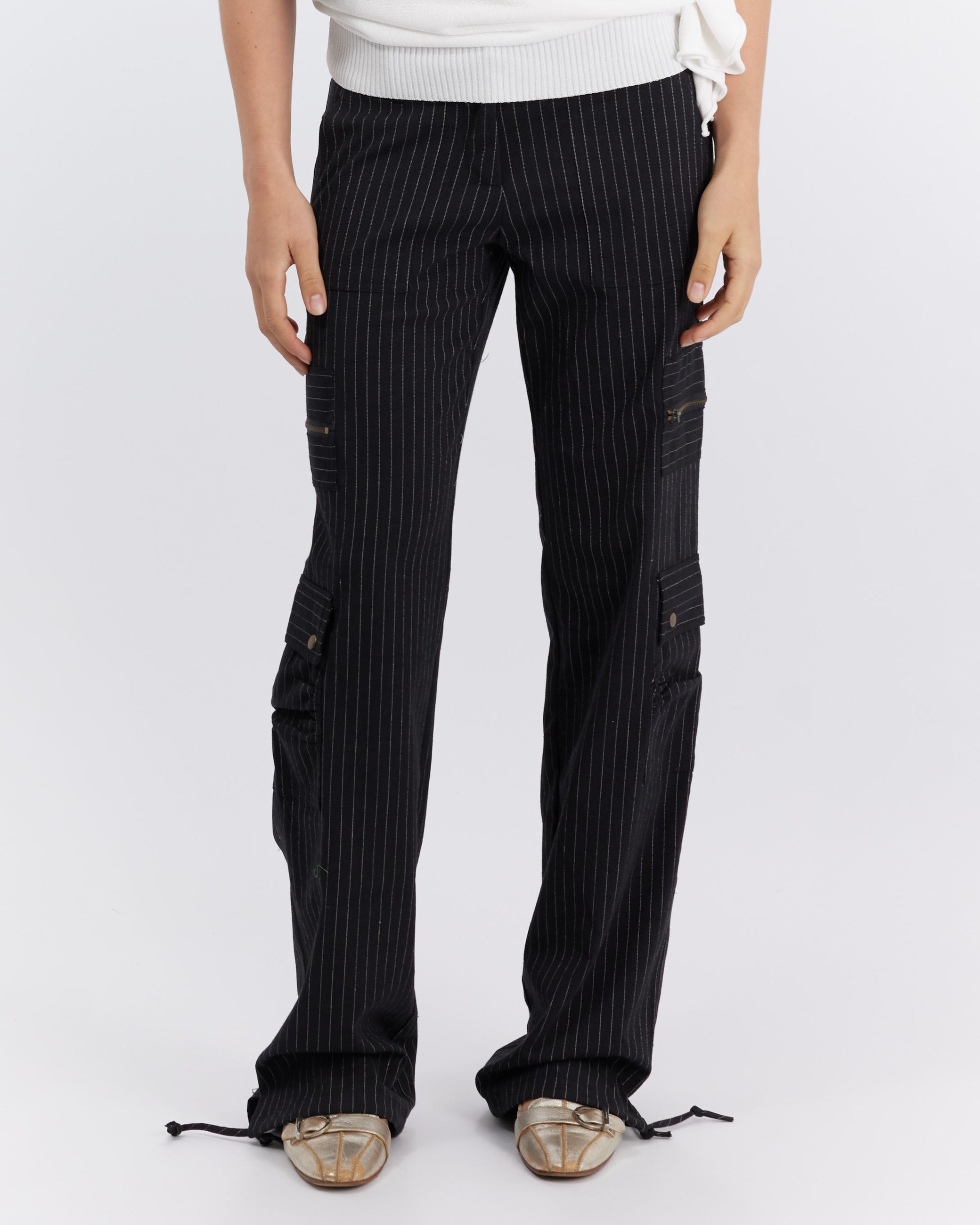 Pinstripe Zip Pocket Pant