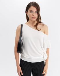Asymmetric Off Shoulder Knit