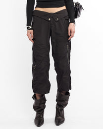 Fold Over Waist Cargo Capri Pant