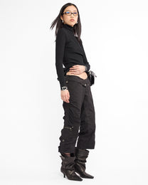 Fold Over Waist Cargo Capri Pant