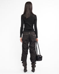 Fold Over Waist Cargo Capri Pant