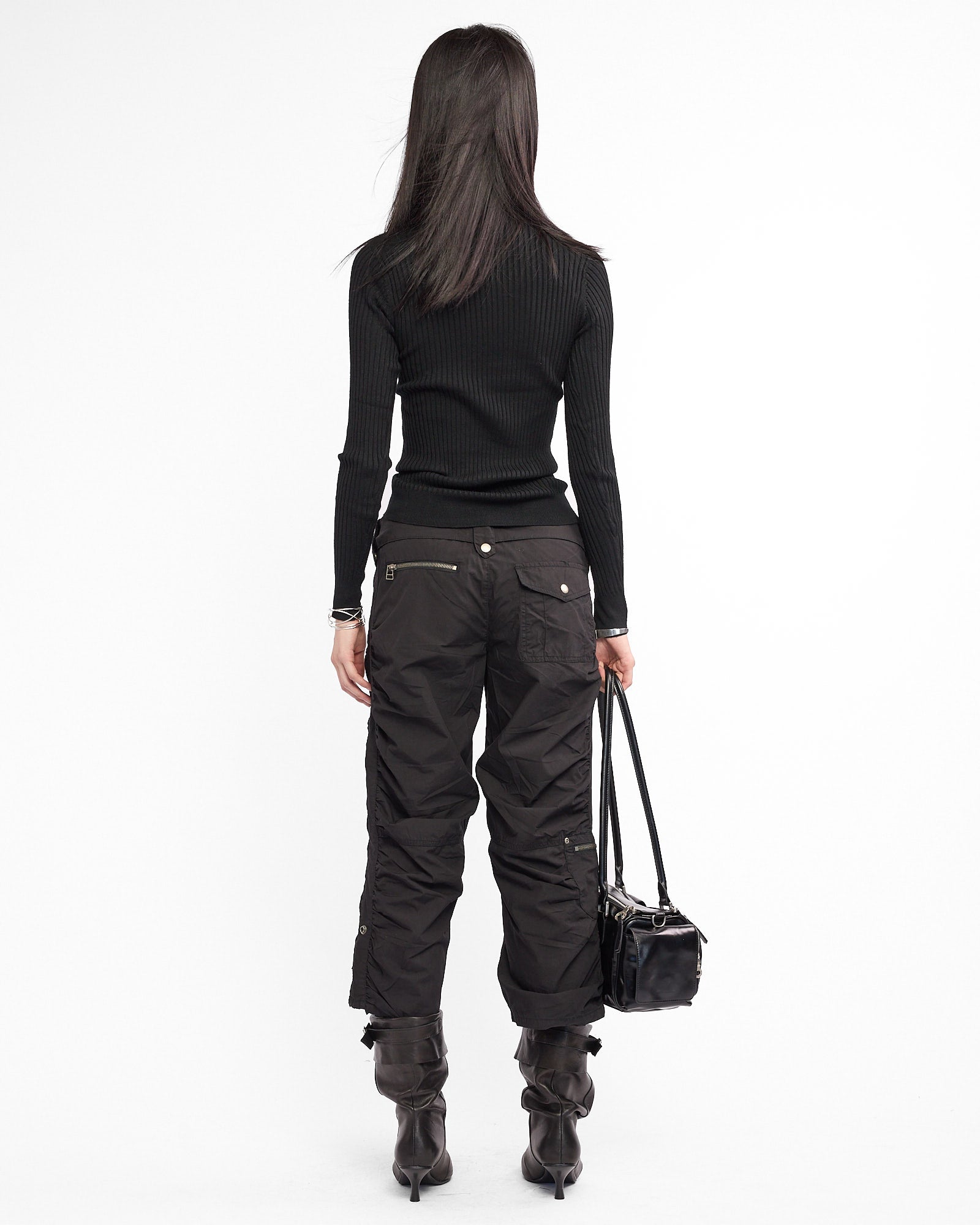 Fold Over Waist Cargo Capri Pant