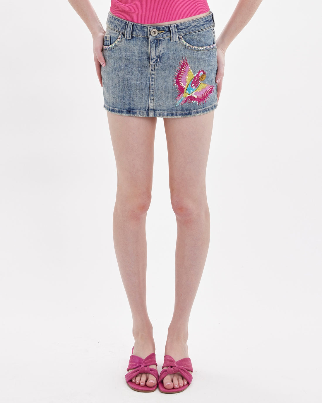 Polly Sequinned Denim Skirt