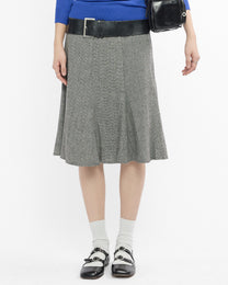 Wool Twill Flared Midi Skirt