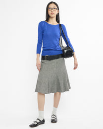 Wool Twill Flared Midi Skirt