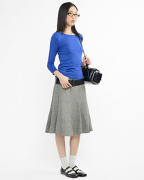 Wool Twill Flared Midi Skirt