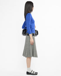 Wool Twill Flared Midi Skirt