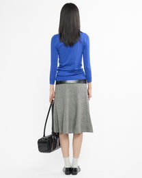 Wool Twill Flared Midi Skirt