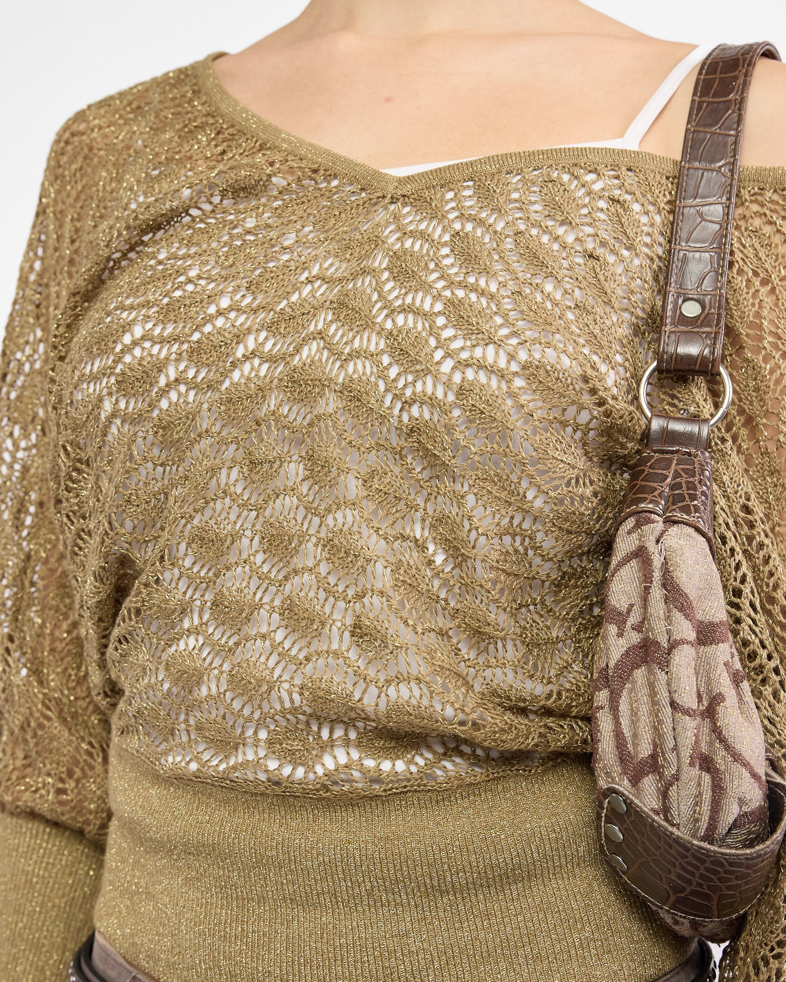 Batwing Crochet Knit Sweater Top