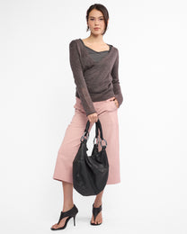 Mohair Sparkle Crossover Knit Top