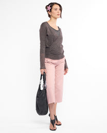 Mohair Sparkle Crossover Knit Top