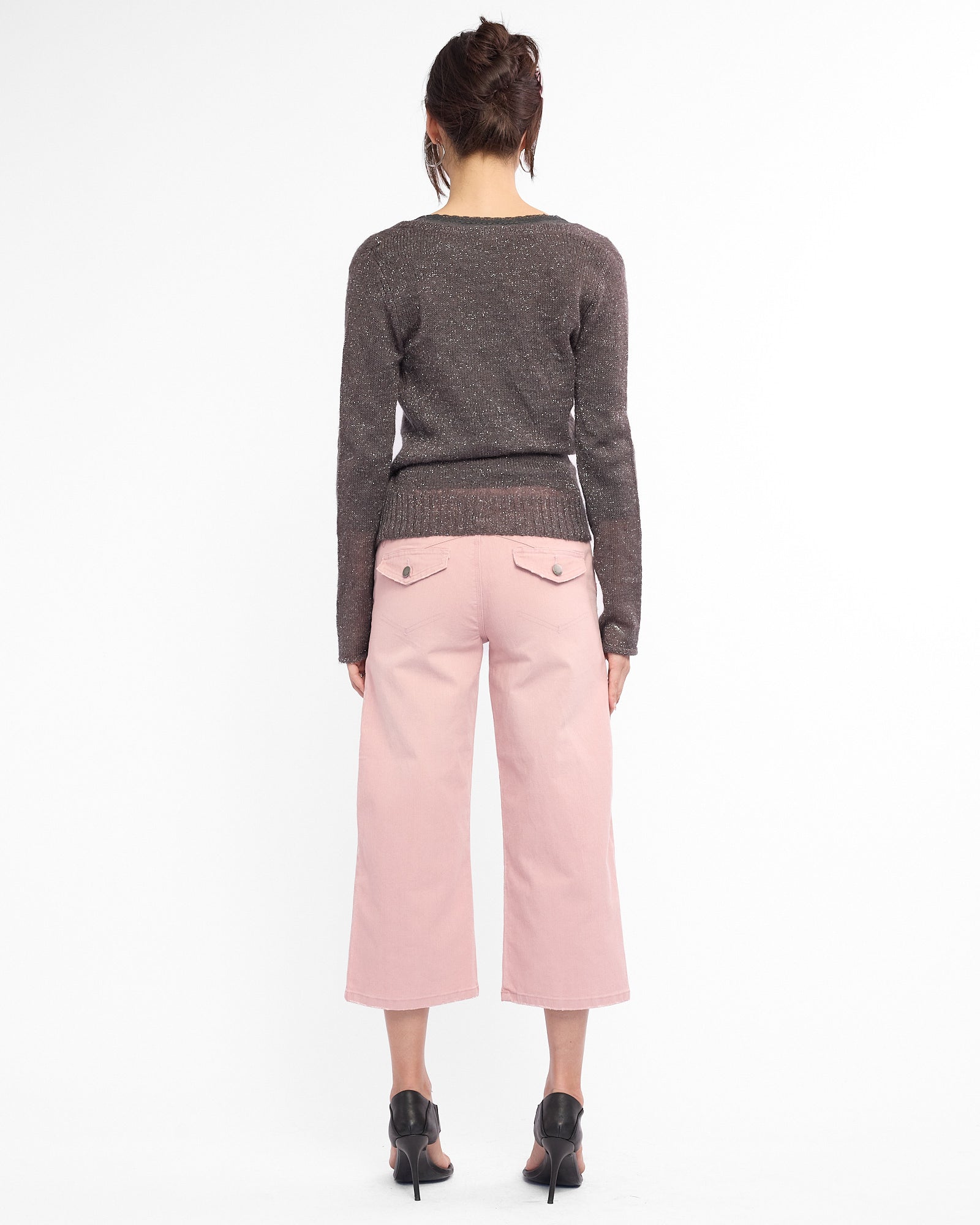 Mohair Sparkle Crossover Knit Top