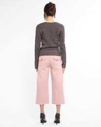 Mohair Sparkle Crossover Knit Top