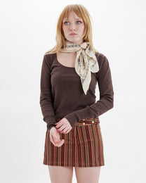 Scoop Neckline Knit - Chocolate