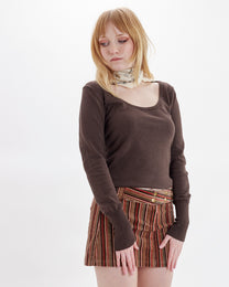 Scoop Neckline Knit - Chocolate