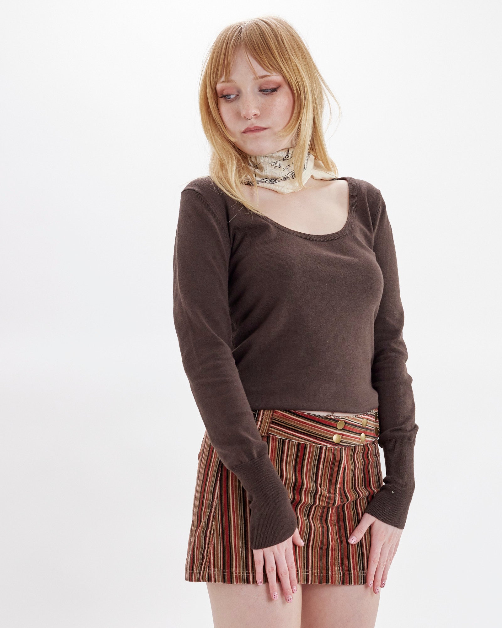 Scoop Neckline Knit - Chocolate