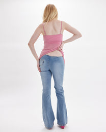 V-Front Ruched Flare Jeans