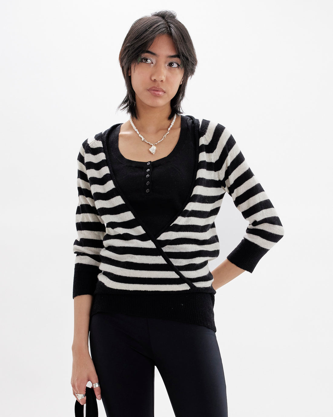 Ballet Striped Crossover Cardi