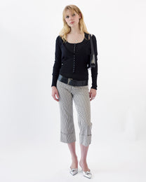 V Neck Open Cardi - Black