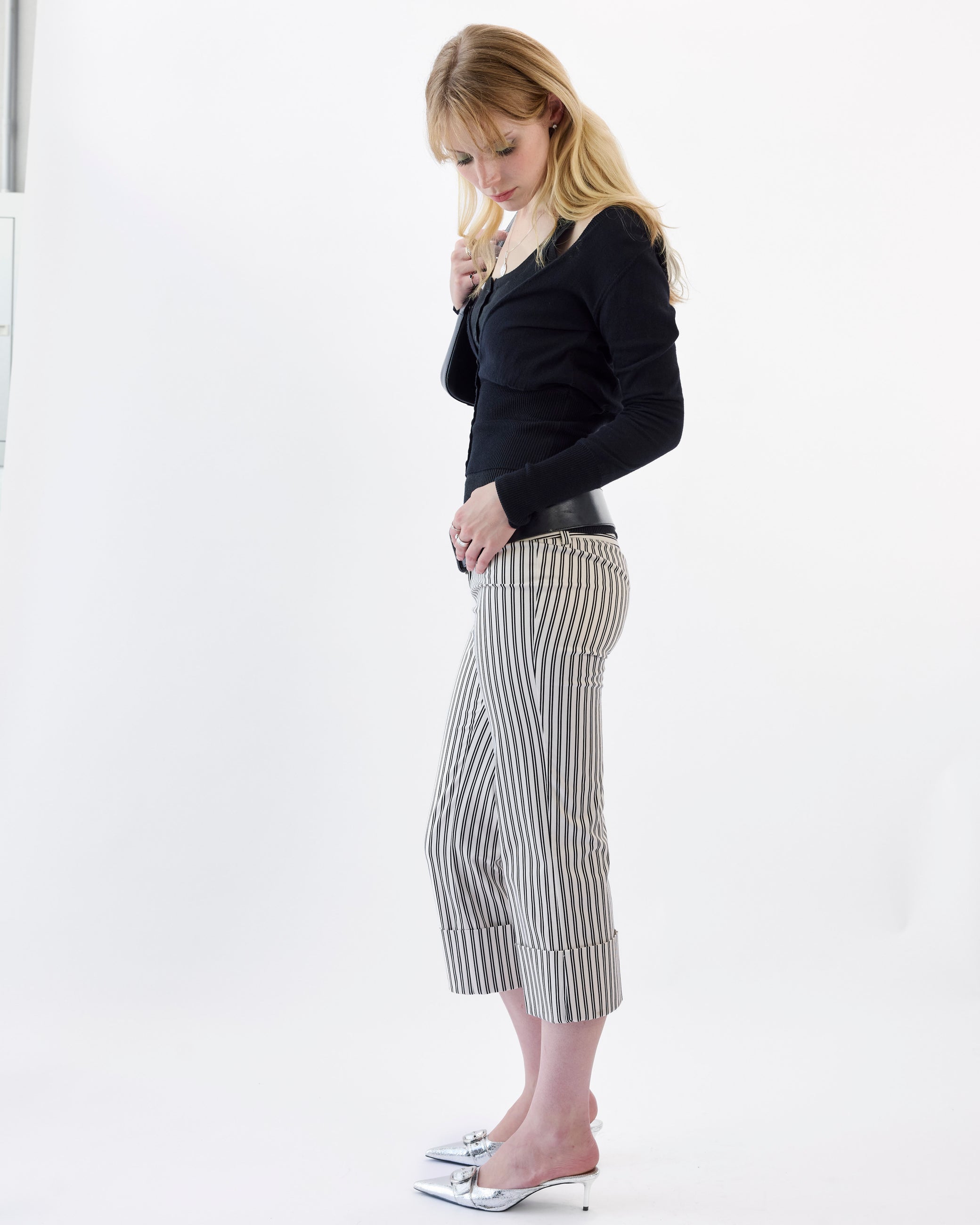 V Neck Open Cardi - Black