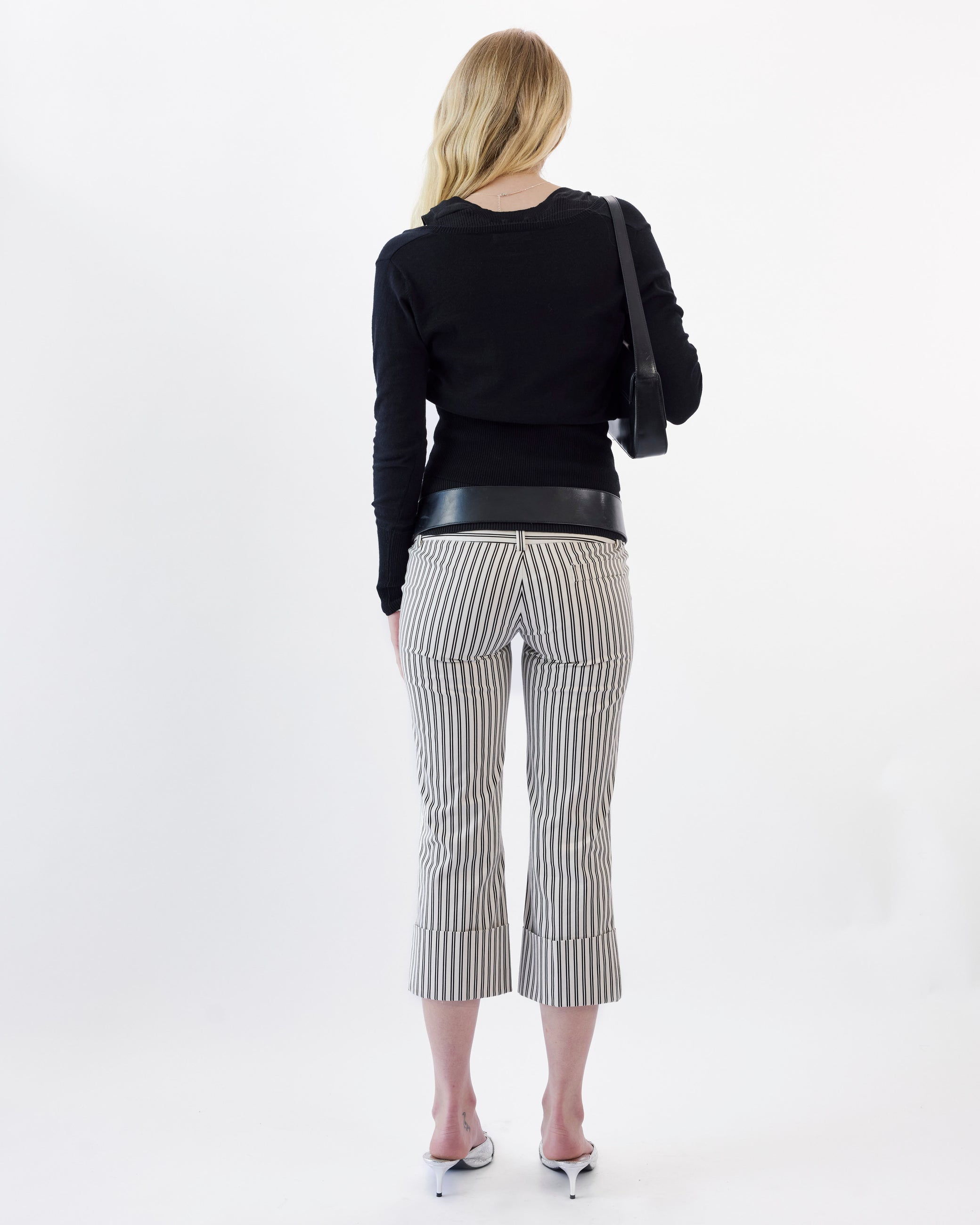 V Neck Open Cardi - Black