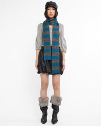 Mohair Skinny Stripe Scarf - Blue