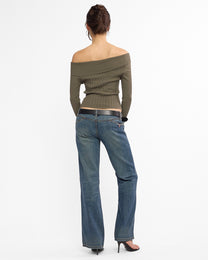 Fold Over Rayon Ribbed Knit Top