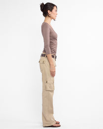 V Neck 3/4 Sleeve Jersey Top