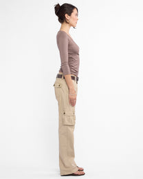 Lowrise Multi Pocket Cargo Pant - Sand