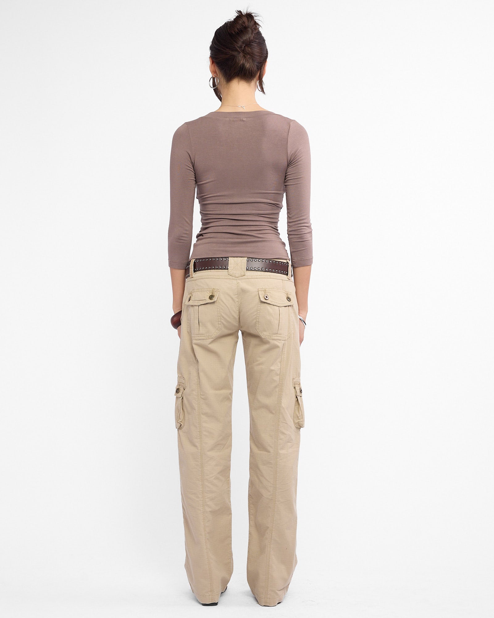 V Neck 3/4 Sleeve Jersey Top