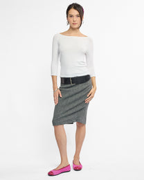 Three Quarter Sleeve Boat Neck Knit