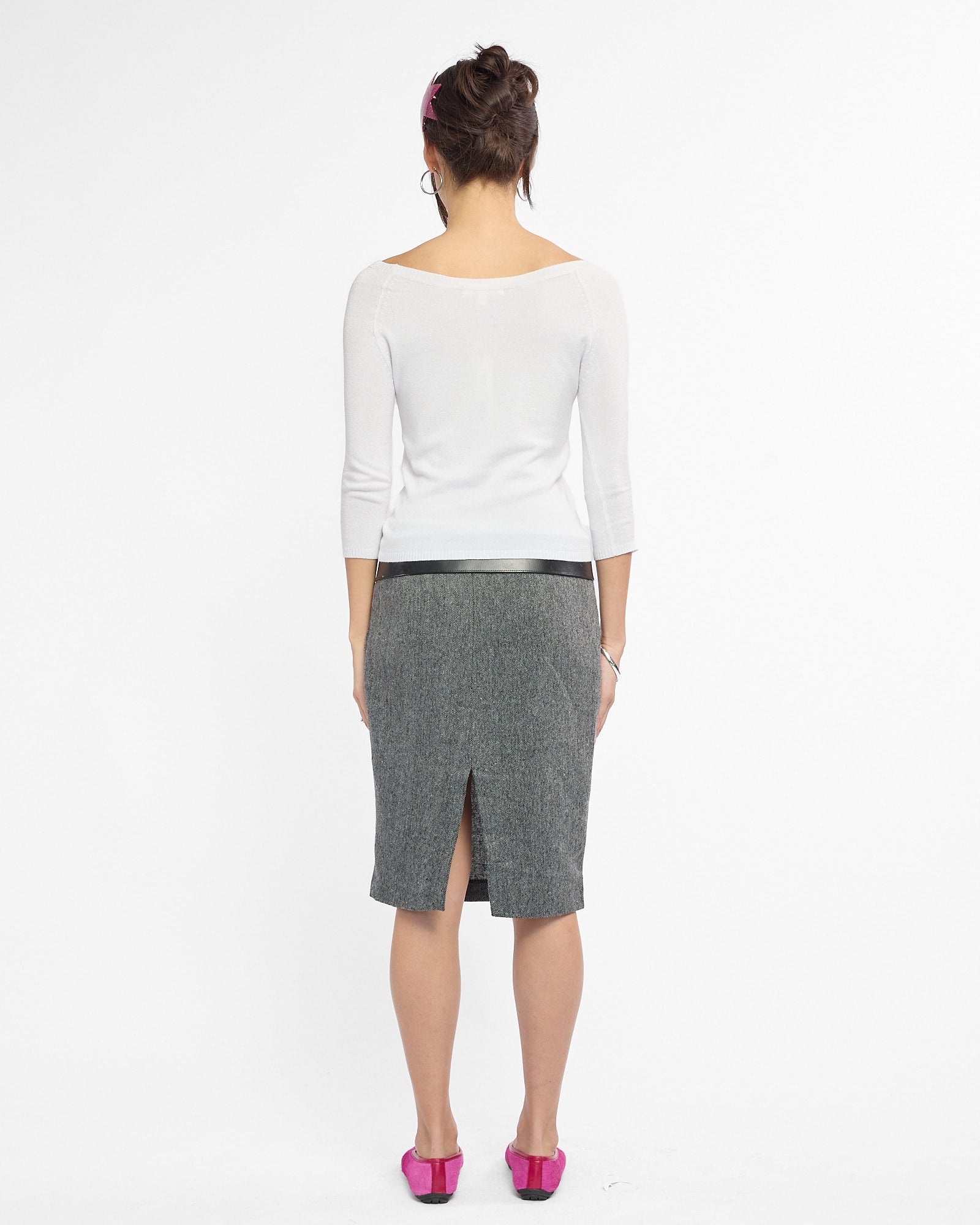 Three Quarter Sleeve Boat Neck Knit