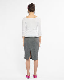 Three Quarter Sleeve Boat Neck Knit