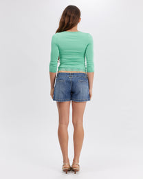 Lace Neckline Long Sleeve - Teal