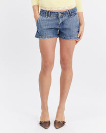 Washed Denim Mini Short