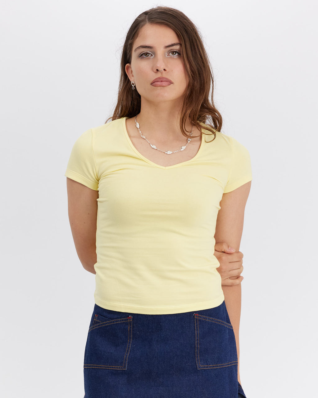 Classic 90s Cap Sleeve Crop Tee - Butter
