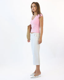 Lowrise Stretch Denim Capri - White