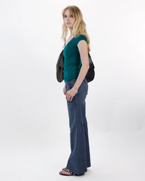 V Neck Cap Sleeve T - Deep Teal